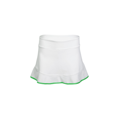 White skirt with green trim on a white background