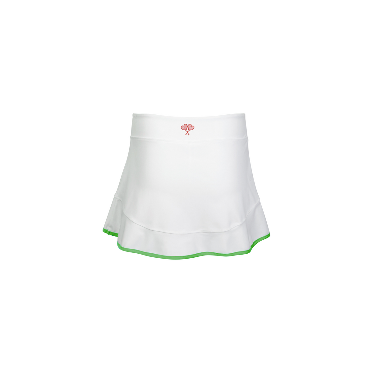 White skirt with green trim on a white background