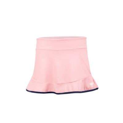 Pink skirt with a brand logo on a white background