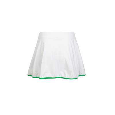 White skirt with green trim on a white background