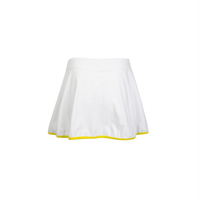 White skirt with yellow trim on a white background