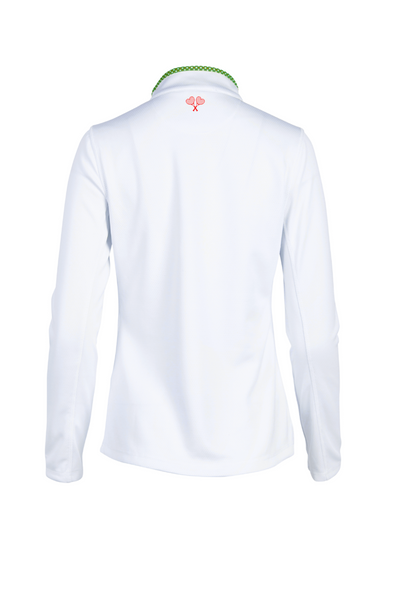 White long-sleeve shirt with a collar on a white background