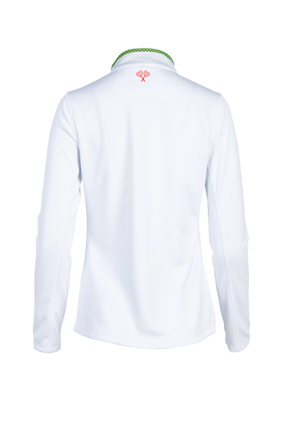 White long-sleeve shirt with a collar on a white background