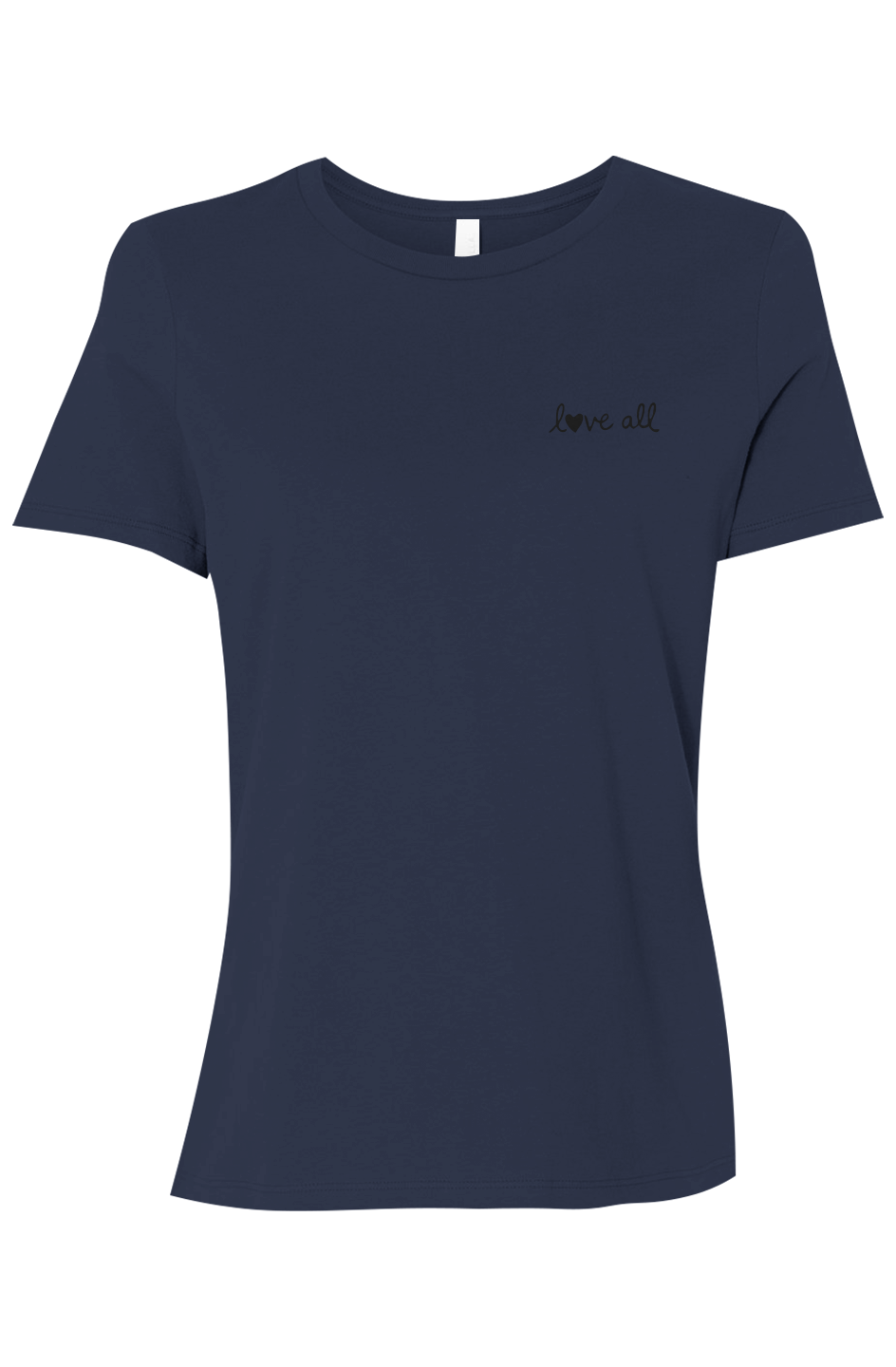 Navy blue t-shirt on a white background