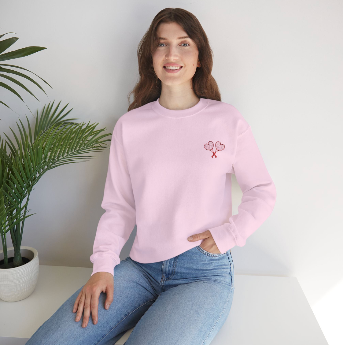 Love All Tennis Adult Embroidered Crewneck Sweatshirt