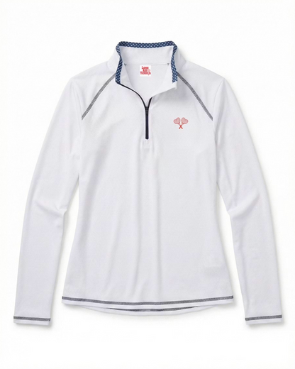 Love All Tennis Women's Tracy Pre Fall 1/4 Zip Pique Jacket Gingham