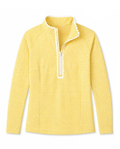Annika Gingham Golf 1/4 Zip Top