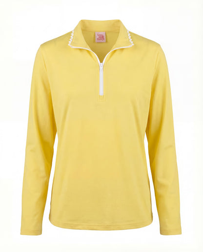 Annika Littles Gingham Resort 1/4 Zip Golf Top