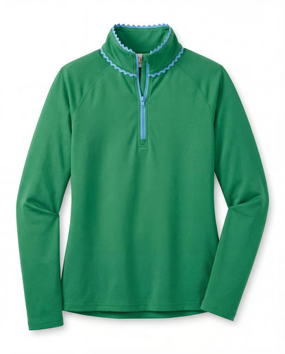 Annika Littles Gingham Resort 1/4 Zip Golf Top
