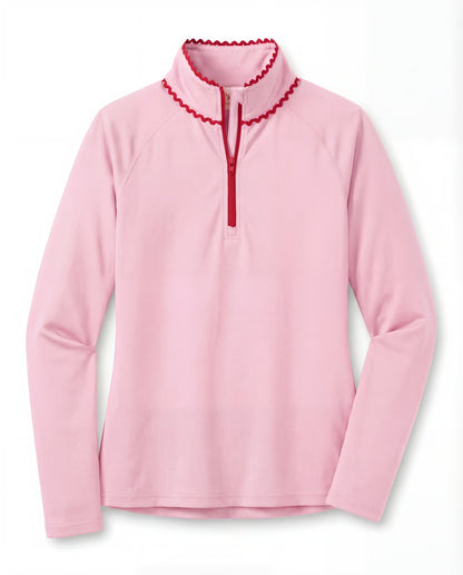 Annika Littles Gingham Resort 1/4 Zip Golf Top